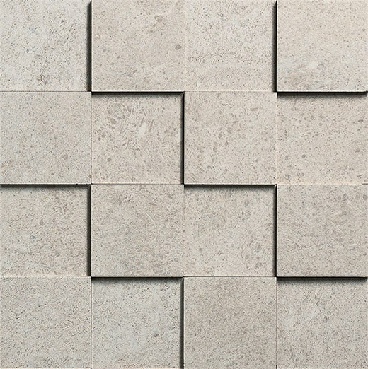 Majesty Grigio Chiaro Natural 3"x3" (12"x12" 3D Mosaic Sheet) Grigio Chiaro | Glazed Porcelain | Wall Dimensional
