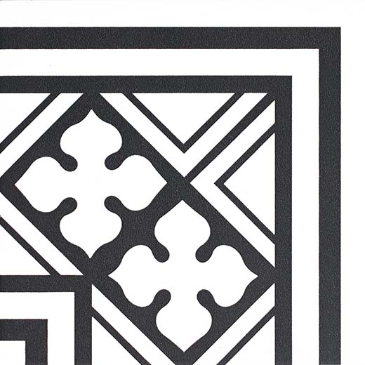 Outlet Manuscript Noir - Outlet Natural 8"x8" Classic B Deco Listel Corner | Glazed Porcelain | Floor/Wall Decorative