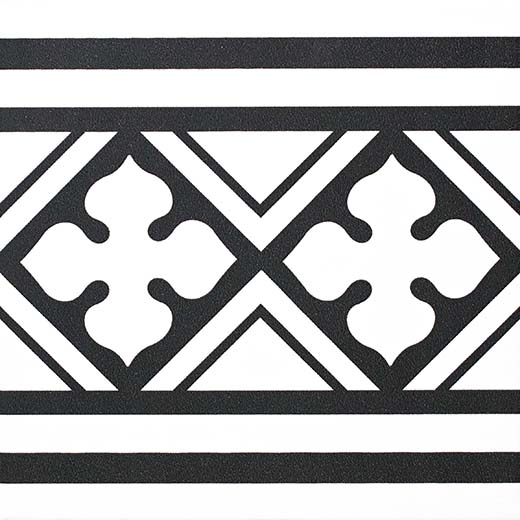 Outlet Manuscript Noir - Outlet Natural 8"x8" Classic B Deco Listel | Glazed Porcelain | Floor/Wall Decorative