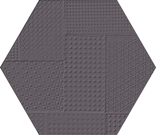 Materia Antracite Matte 8"x7" Hex Deco Matte Antracite | Glazed Porcelain | Floor/Wall Dimensional Hexagon