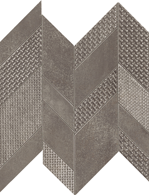 Outlet Metallurgy Lead - Outlet Natural 11.7"x11.3" Chevron Mosaic Lead | Ceramic | Wall Mosaic