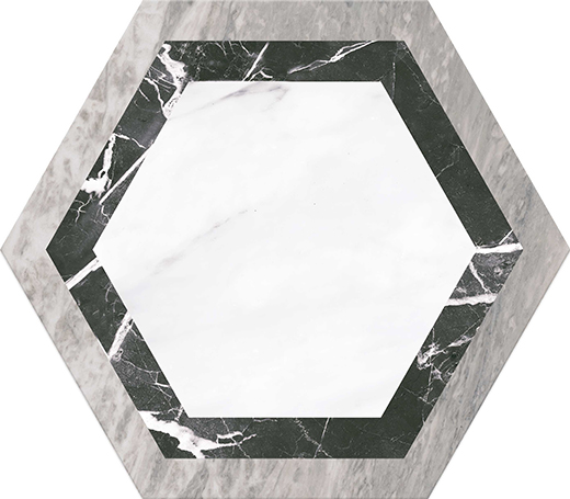 Outlet Monaco Venato Matte 11" Hexagon Deco Agra | Glazed Porcelain | Floor/Wall Decorative