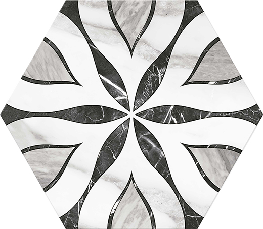 Monaco Venato Matte 11" Hexagon Deco Elazig | Glazed Porcelain | Floor/Wall Decorative
