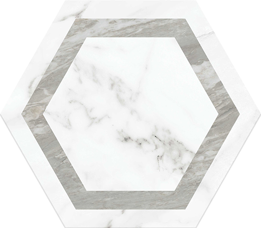 Outlet Monaco Venato Matte 11" Hexagon Deco Venato Grey | Glazed Porcelain | Floor/Wall Decorative