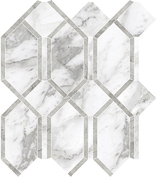 Nuvo Marble Arabescato Polished 13.4" x11.5" Modella Mosaic Arabescato | Glazed Porcelain | Floor/Wall Decorative Mosaic