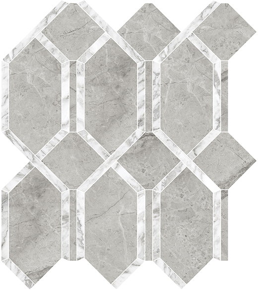 Nuvo Marble Paradiso Argento Polished 13.4" x11.5" Modella Mosaic Paradiso Argento | Glazed Porcelain | Floor/Wall Decorative Mosaic