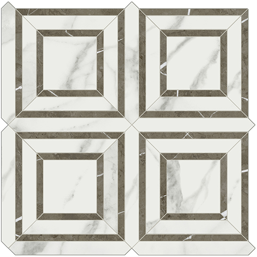 Oxford Statuario Venato Polished Piazza Statuario Venato | Glazed Porcelain | Floor/Wall Mosaic