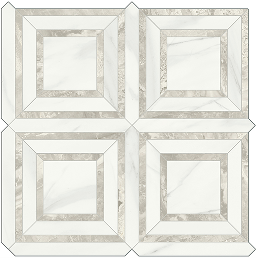 Oxford Volakas Grigio Polished Piazza Volakas Grigio | Glazed Porcelain | Floor/Wall Mosaic
