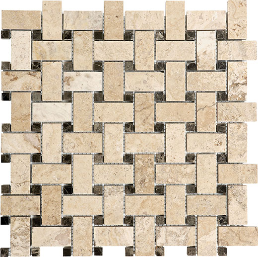 Picasso (Travertine) Honed Basketweave | Travertine | Floor/Wall Mosaic