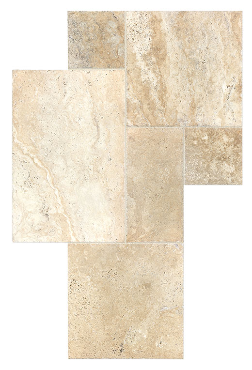 Picasso (Travertine) Honed & Filled Cobblestone Pattern Set | Travertine | Floor/Wall