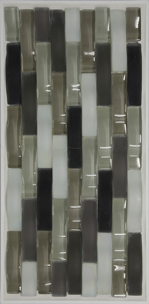 RIPPLE .5X2 MOS SILVER SMOKE | Glass | Wall Mosaic