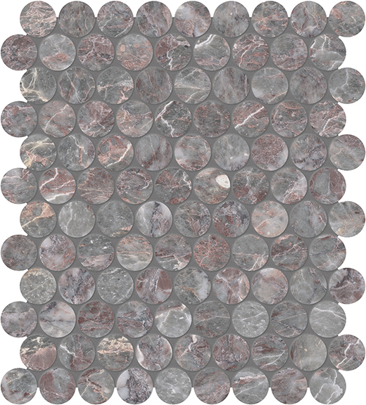 Sereno B-rg-ndy Sereno B-rg-ndy Honed 1.25" Penny Ro-nd | Marble | Floor/Wall Mosaic