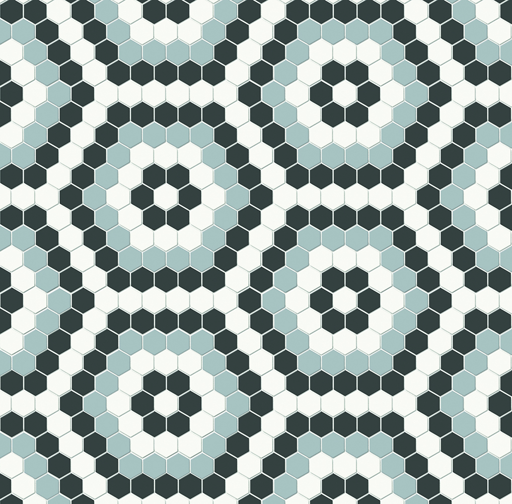 Simplicity Retro Black Matte Hexagon Mosaic Dawn Blend | Glazed Porcelain | Floor/Wall Mosaic