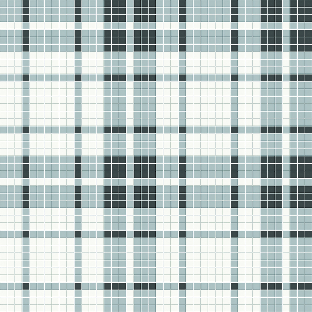 Simplicity Retro Black Matte Plaid Mosaic Dawn Blend | Glazed Porcelain | Floor/Wall Mosaic
