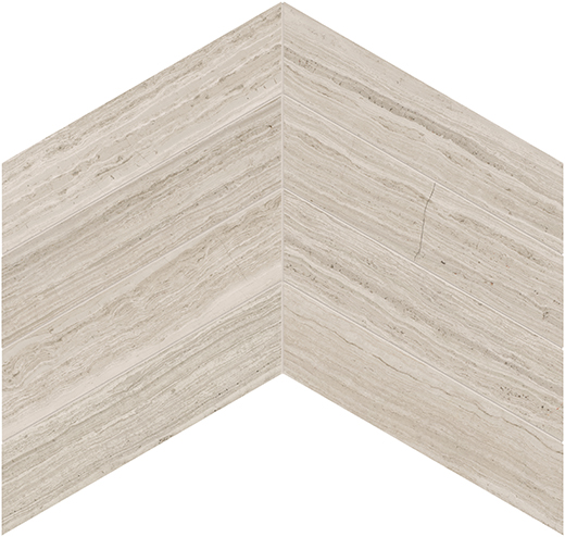 Strada Mist (Limestone) Honed & Filled 2"x8.5" Chevron | Limestone | Floor/Wall Mosaic