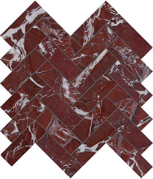 T-scano Rosso T-scano Rosso Polished 1.25"x4" Herringbone | Marble | Floor/Wall Mosaic