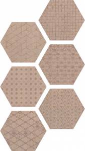 Outlet Vale Beige - Outlet Natural 10.2"x12" Deco Hexagon Beige | Glazed Porcelain | Floor/Wall Decorative