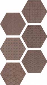 Outlet Vale Dove - Outlet Natural 10.2"x12" Deco Hexagon Dove | Glazed Porcelain | Floor/Wall Decorative