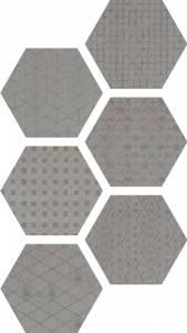 Outlet Vale Grey - Outlet Natural 10.2"x12" Deco Hexagon Grey | Glazed Porcelain | Floor/Wall Decorative