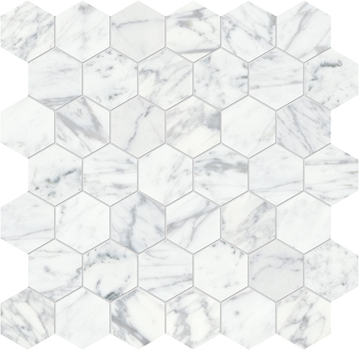 Virt-e Bianco Virt-e Bianco Honed 2" Hexagon | Marble | Floor/Wall Mosaic