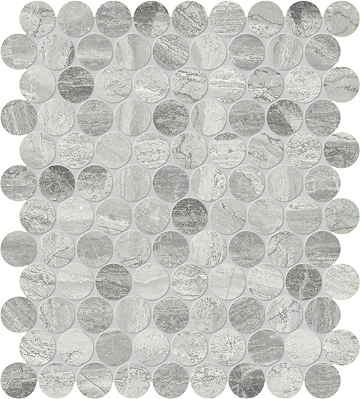 Volcana Notte Honed 1.25" Penny Ro-nd | Marble | Floor/Wall Mosaic