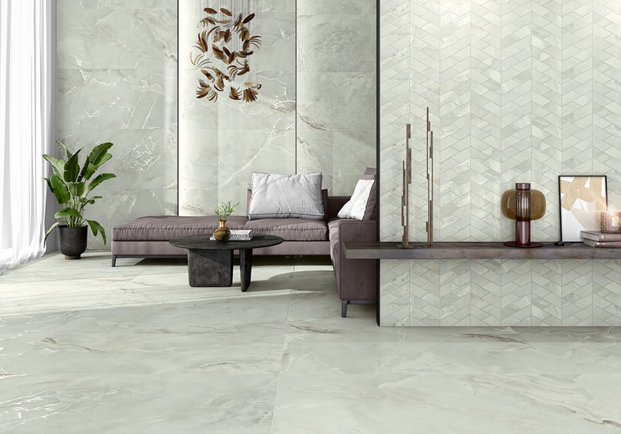 Aurora Light Green Semi Polished 24"x48 Porcelain Tile GENROSE