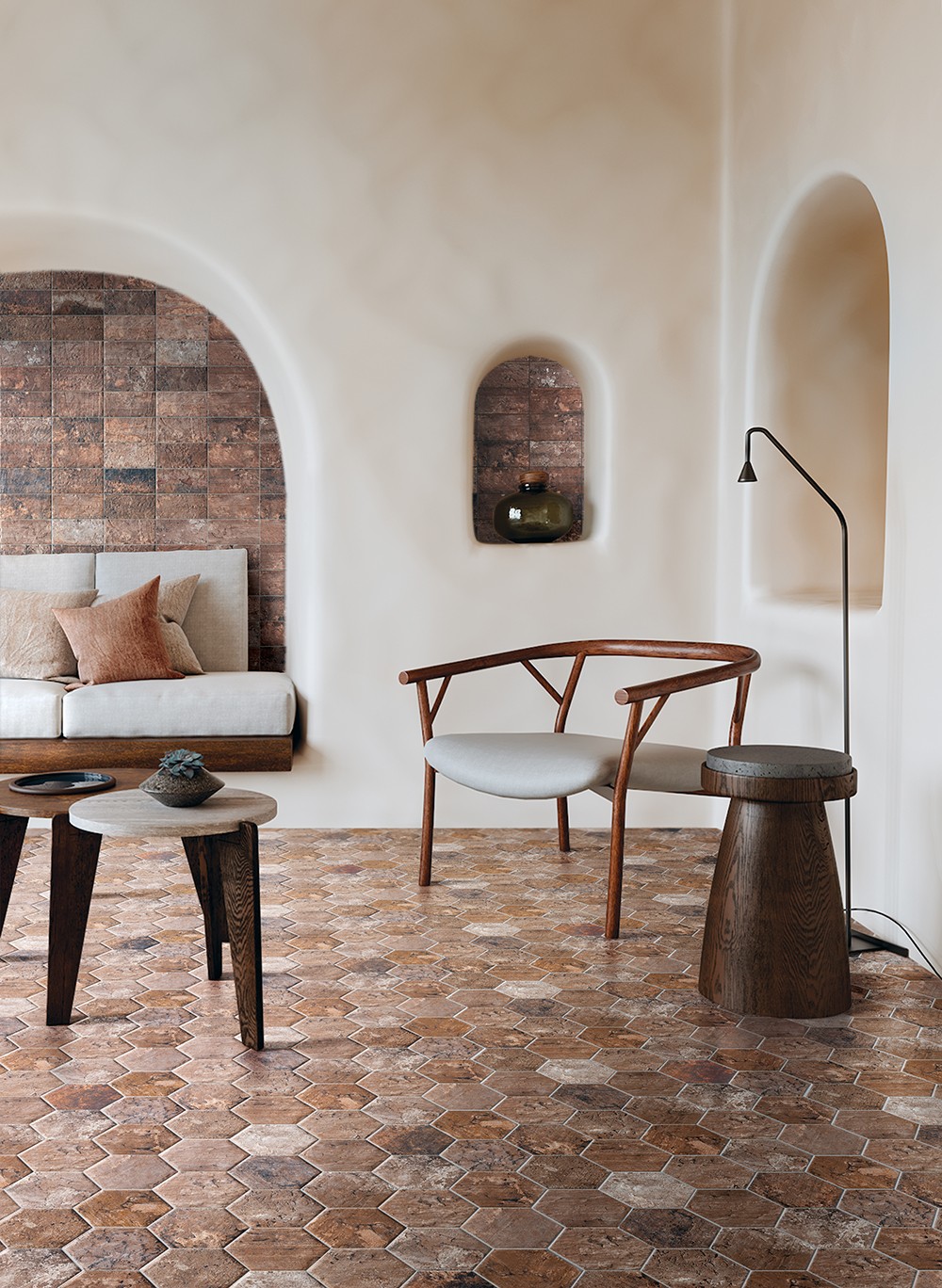 Cinder Revere Natural 6 quot x7 quot Hex Porcelain Tile GENROSE