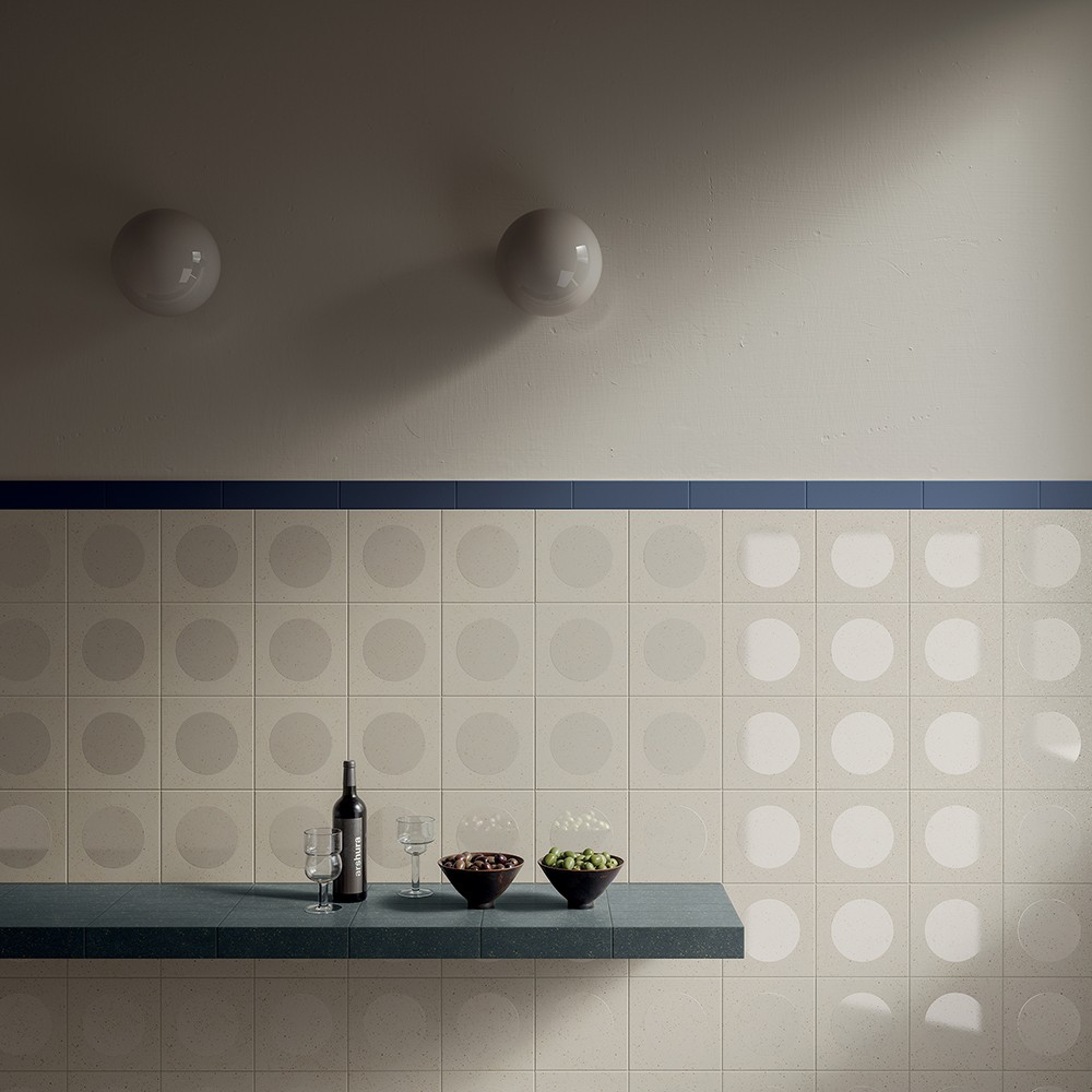 Iridian Ivory Matte/Glossy Mix 8"x8" Bubble Deco Ivory Porcelain Tile ...