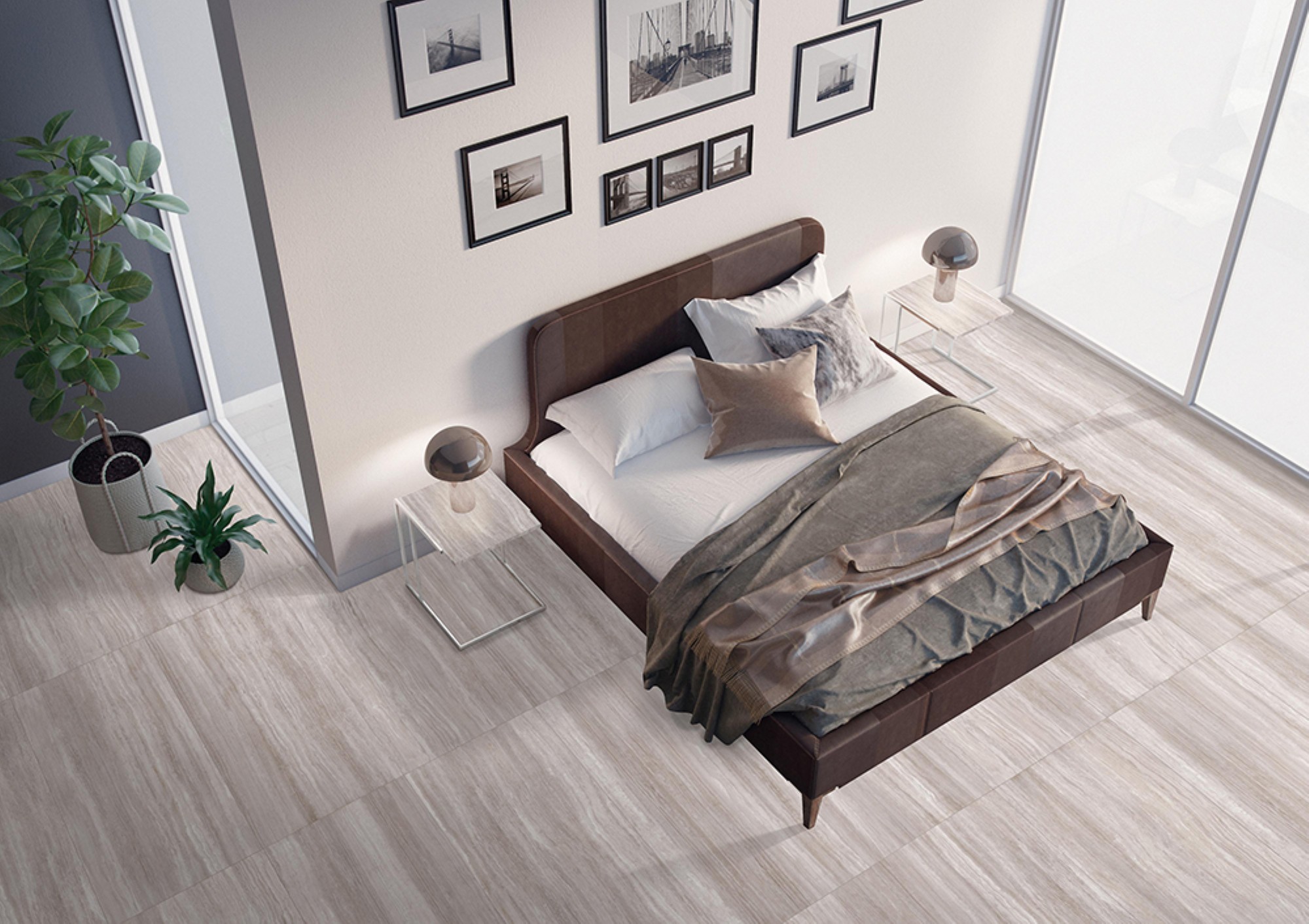 Vaso rotondo in resina Eggy 55 cm. Taupe | Leroy Merlin