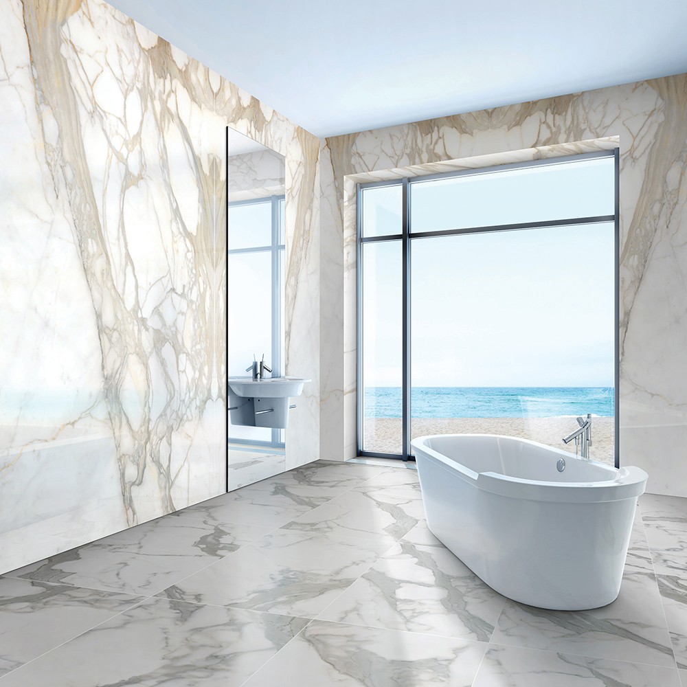 Livorno Bernini Oro Polished 126"X60" Bookmatch A 12mm Porcelain Tile ...