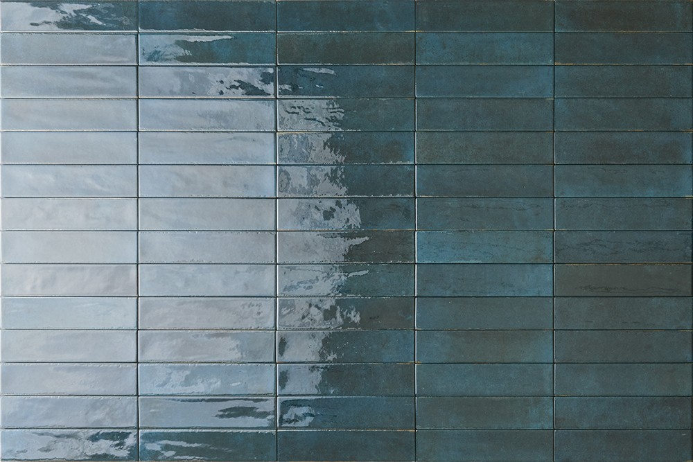 Midtown Blu Polished 2"x10 Porcelain Tile GENROSE