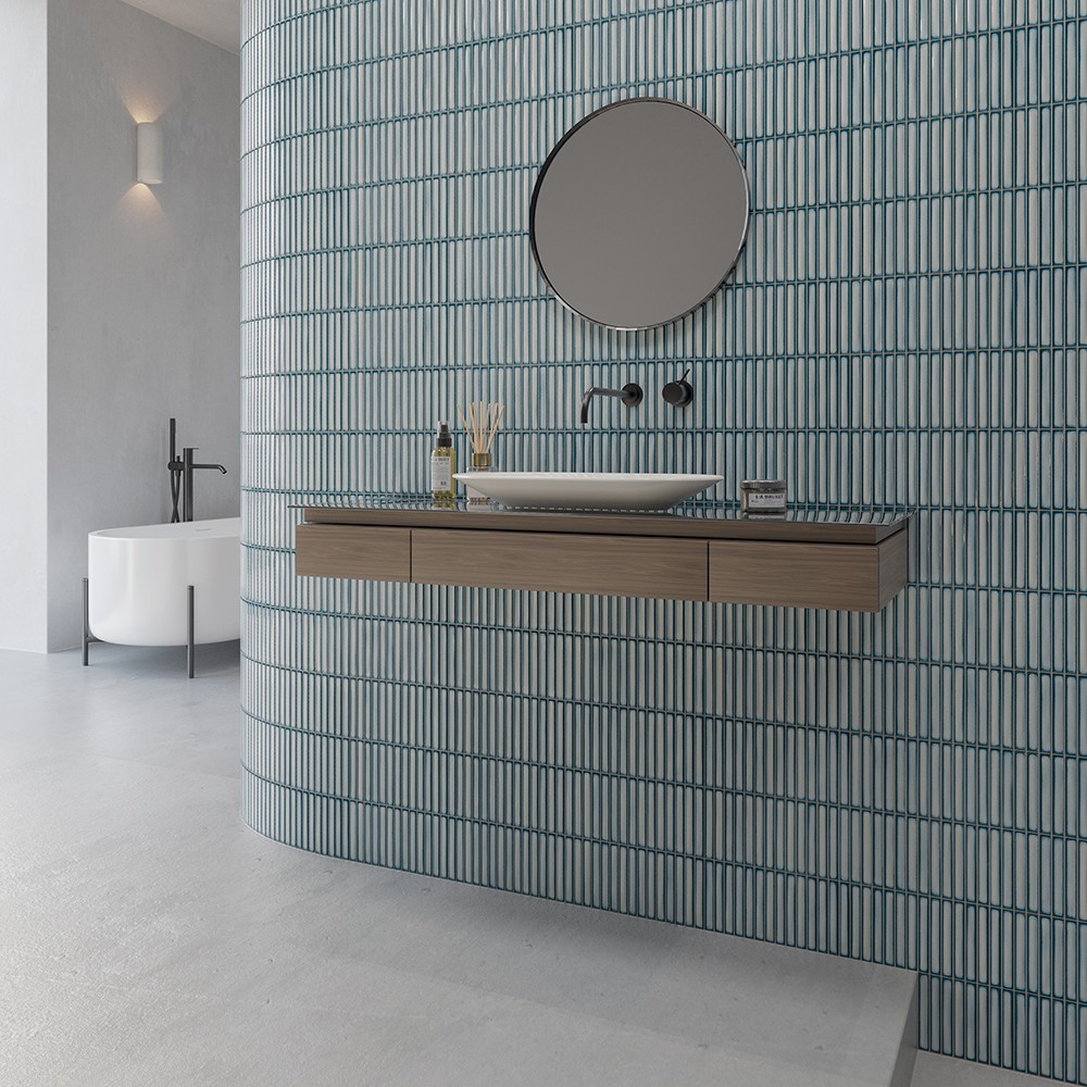 Osaka Bars Blue Glossy 5"x10" Ceramic Tile | GENROSE