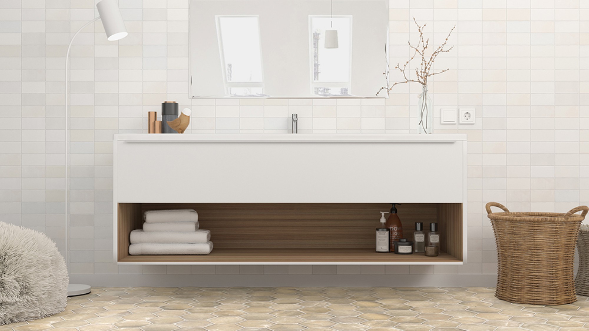 Shadow White Matte 2.5"x5 Ceramic Tile GENROSE