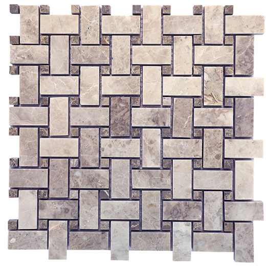 Adelia Adelia Honed Basketweave w/Cedar Mosaic | Marble | Floor/Wall Mosaic