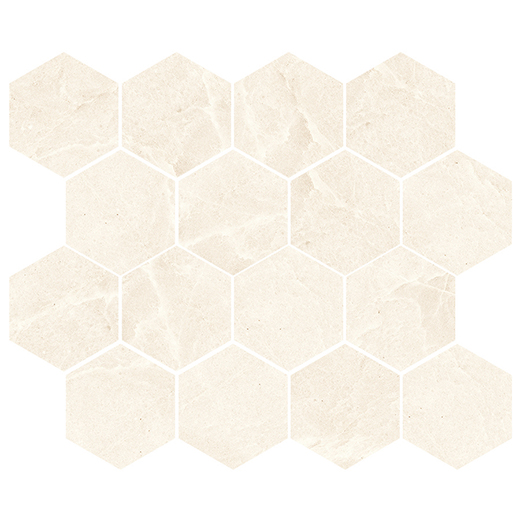 Alabaster Beige Natural 3" Hexagon | Porcelain | Floor/Wall Mosaic