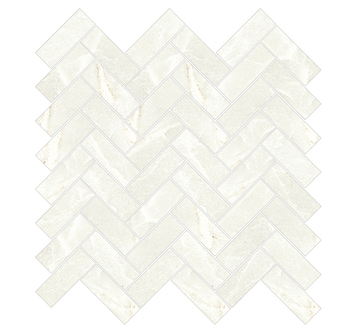 Alabaster Branco Natural 1"x3" Herringbone | Porcelain | Floor/Wall Mosaic