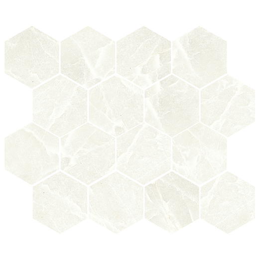 Alabaster Branco Natural 3" Hexagon | Porcelain | Floor/Wall Mosaic