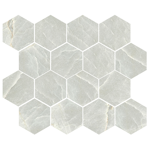 Alabaster Verde Natural 3" Hexagon | Porcelain | Floor/Wall Mosaic