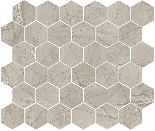 Amazon Taupe Carved 2" Hexagon | Color Body Porcelain | Floor/Wall Mosaic