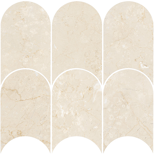 Aosta Botticino Beige Polished Arch Mosaic | Color Body Porcelain | Floor/Wall Mosaic