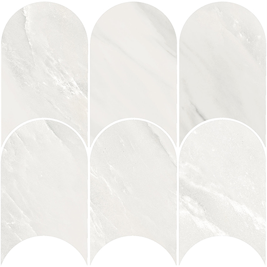 Aosta Delicato Bianco Polished Arch Mosaic | Color Body Porcelain | Floor/Wall Mosaic