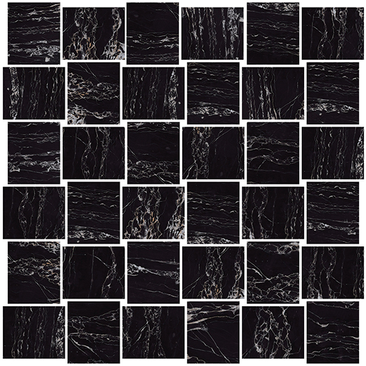 Aosta Regalia Nero Natural/Polished 1.74"x2.06" Intreccio Mosaic | Color Body Porcelain | Floor/Wall Mosaic