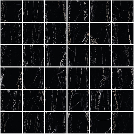 Aosta Regalia Nero Natural 2"x2 | Color Body Porcelain | Floor/Wall Mosaic