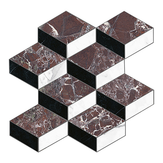 Armanti Rosso Levanto Matte Cube Mosaic | Glazed Porcelain | Floor/Wall Mosaic