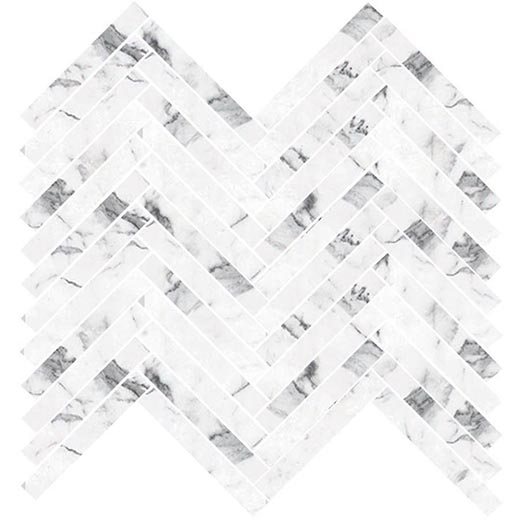 Armanti Statuario Superiore Polished 5/8"x4" Herringbone Mosaic | Glazed Porcelain | Floor/Wall Mosaic