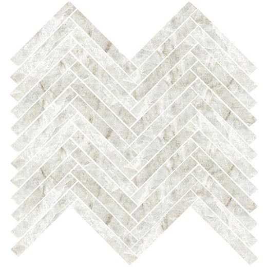Armanti Taj Mahal Shell Polished 5/8"x4" Herringbone Mosaic | Glazed Porcelain | Floor/Wall Mosaic