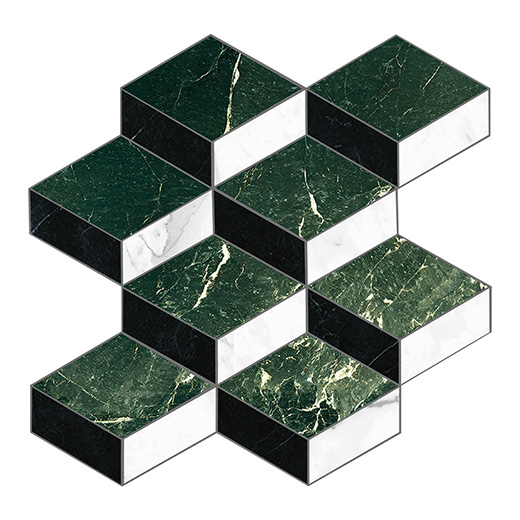 Armanti Verde Alpi Matte Cube Mosaic | Glazed Porcelain | Floor/Wall Mosaic