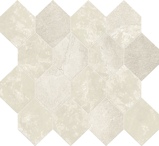 Atrium Avorio Matte 4"x3" Hexagon | Color Body Porcelain | Floor/Wall Mosaic