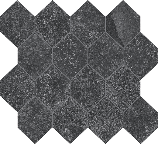 Atrium Nero Matte 4"x3" Hexagon | Color Body Porcelain | Floor/Wall Mosaic