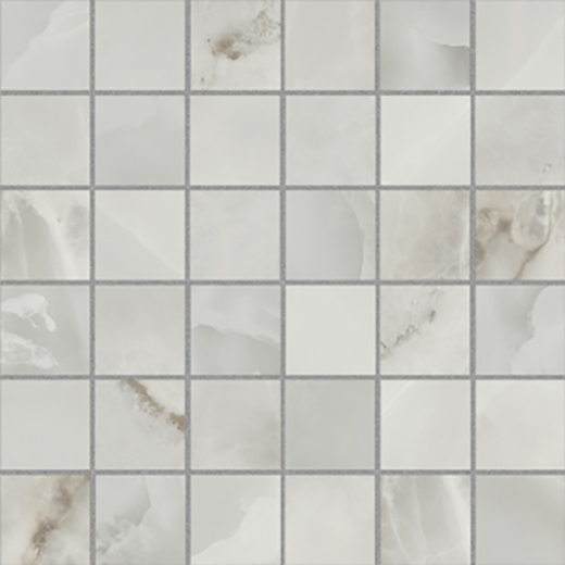 Aurora Light Grey Semi Polished 2"x2" (12"x12" Mosaic Sheet) | Glazed Porcelain | Floor/Wall Mosaic